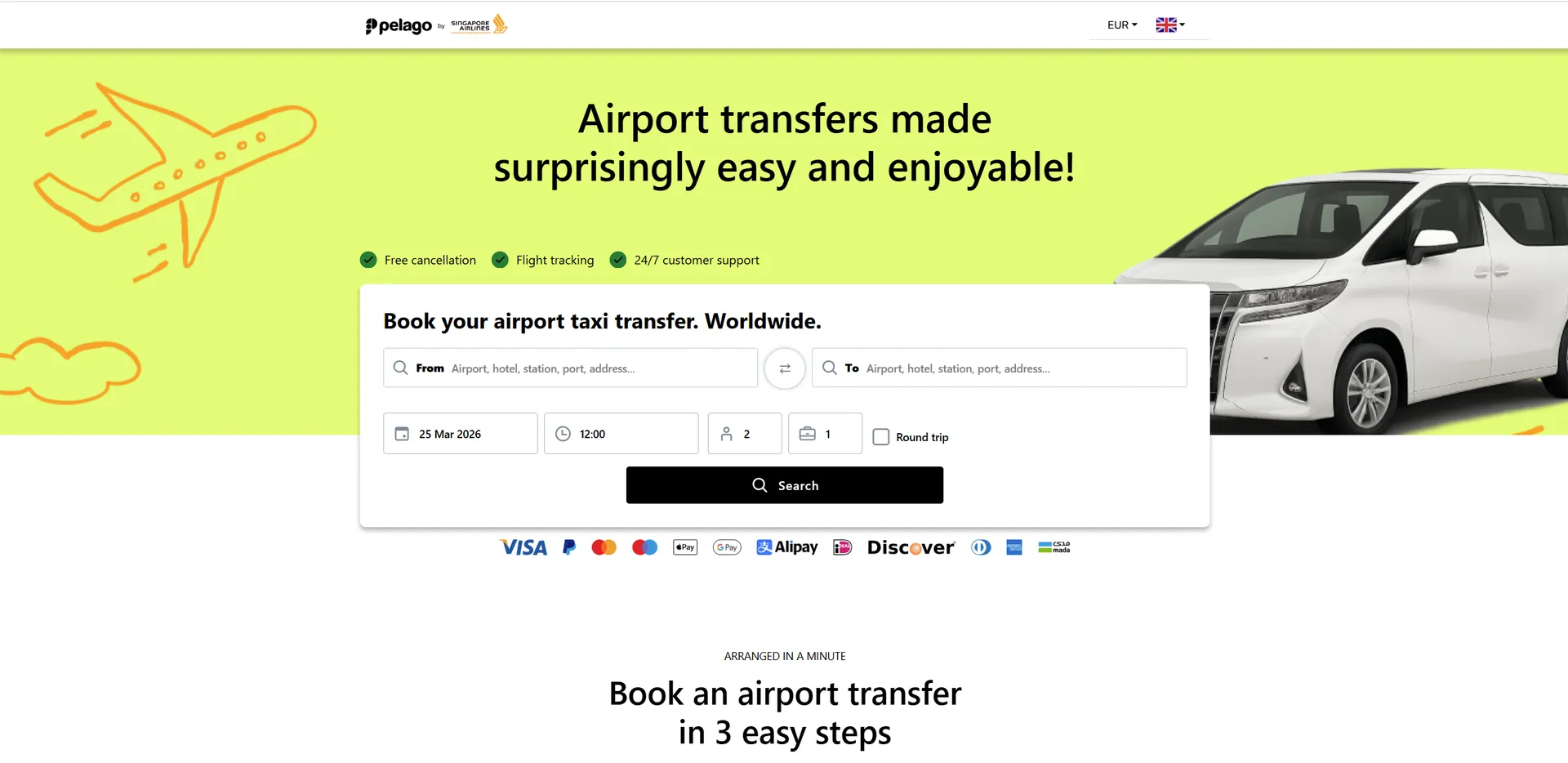 Pelago white label transfer booking powered by Transferz